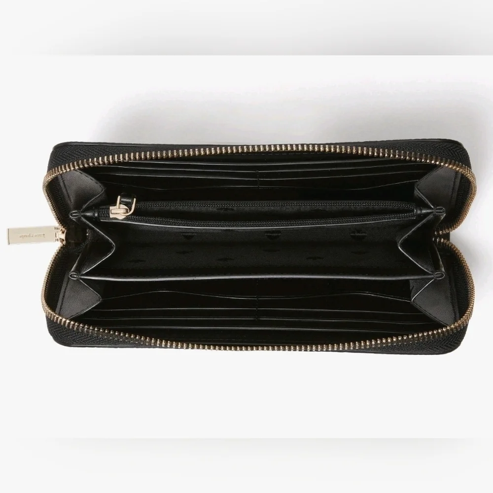 Kate Spade Leila Large Continental Wallet Black Pebbled Leather